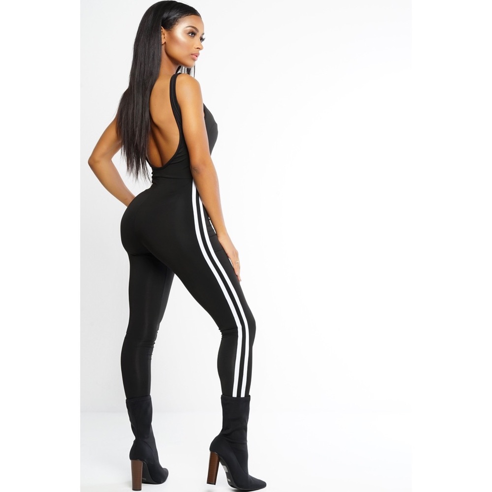 Black Stripe Jumpsuit